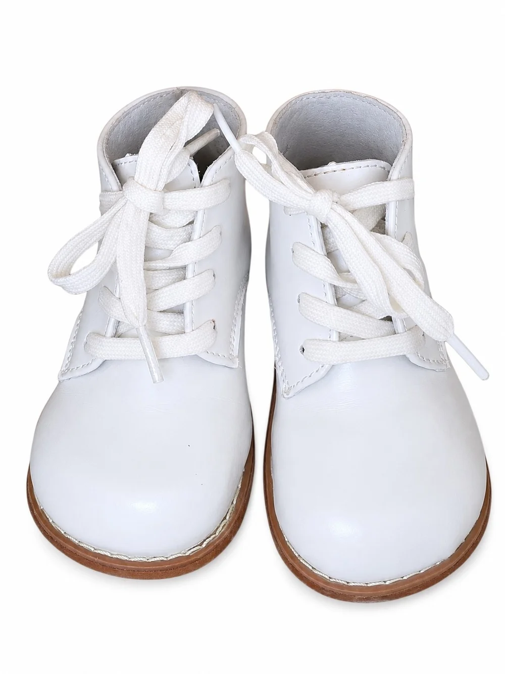 Caroo Walker White Leather Lace-Up Baby Boots Christening First Walking Shoes